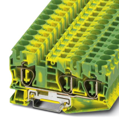 Phoenix Contact Ground - Multi-Conductor Terminal Block; ST 10-TWIN-PE; #16 - #6; Spring-Cage Connection; Green-Yellow